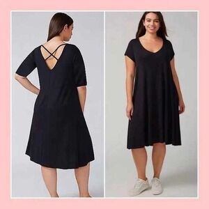 LANE BRYANT Black Strappy‎ T-Shirt Midi Dress - NWT